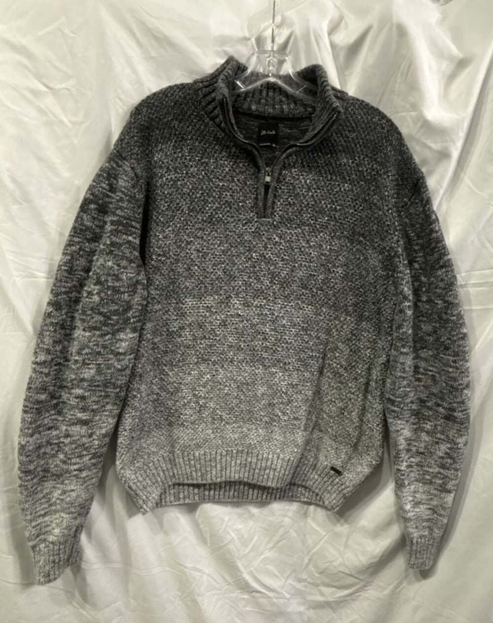JB Holt Men's Grey Ombre Marled Cotton Quarter Zip Sweater XL